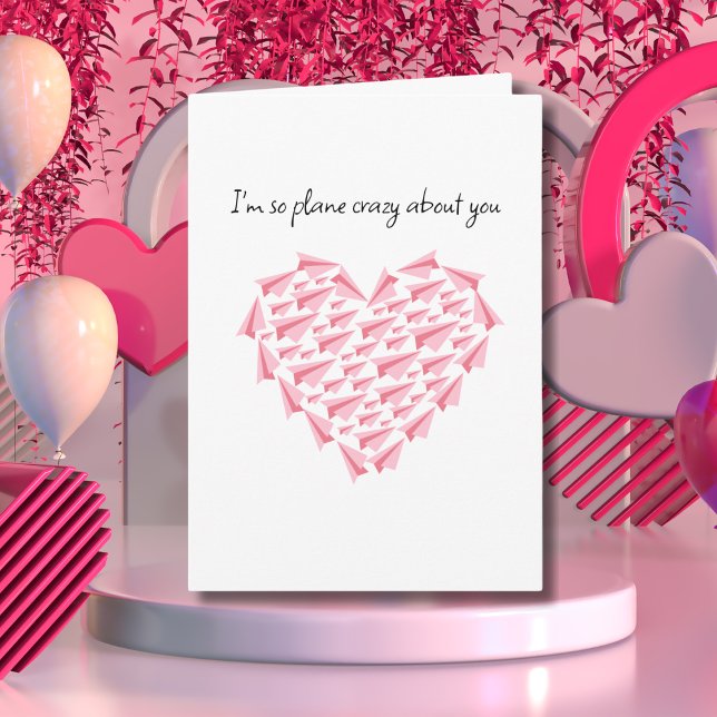 Cartão Avião louco por você, avião de papel bonito, foto (Criador carregado)