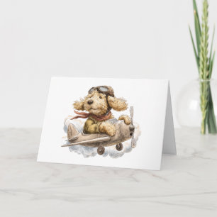 Cartão Avião-piloto Cachorro Goldendoododle