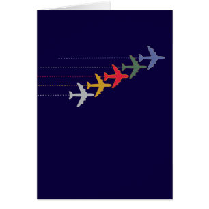 Cartão aviões viagem coloridos