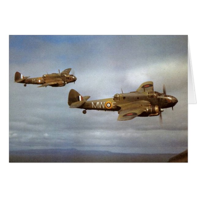 Cartão Aviões WW2 históricos em vôo (Frente Horizontal)