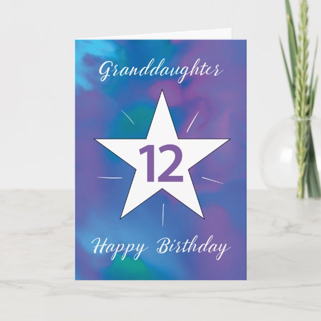 Cartão Avó 12 de Aniversário White Shining Star (Frente)