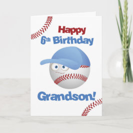 Cartão Avô 6 Birthday Engraçado Rosto de Baseball