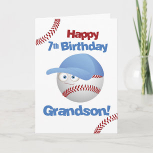 Cartão Avô 7 Birthday Engraçado Rosto de Baseball