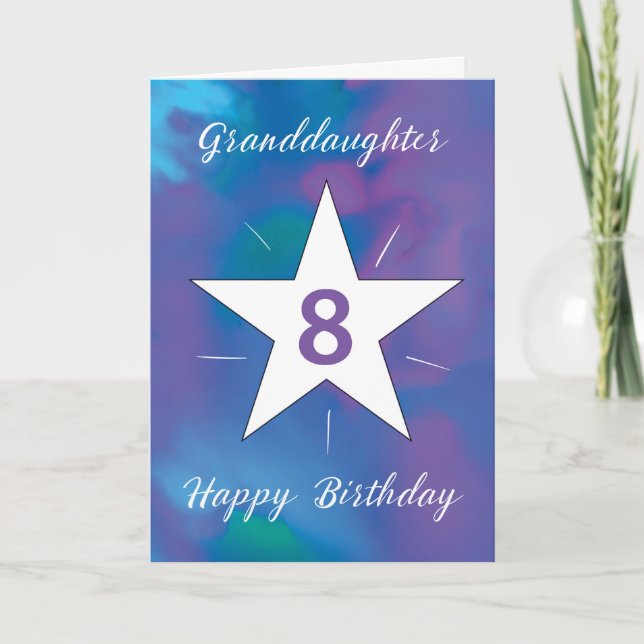 Cartão Avó 8º Aniversário - Estrela Branca Brilhante (Frente)