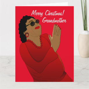 Cartão Avó Afro-Americana Feliz Natal