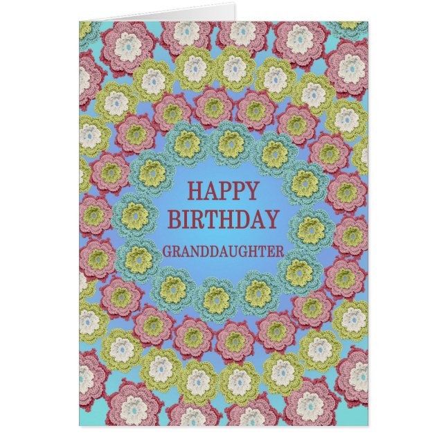 Cartão Avô Aniversário Flores de Crochet (Frente)