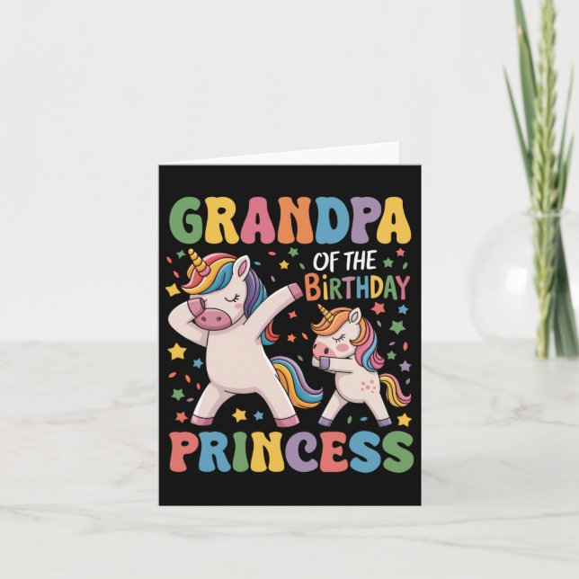 Cartão Avô Da Princesa Aniversário Dabbing Unic (Frente)