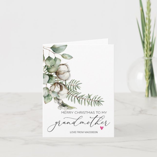 Cartão Avó de Natal feliz da neta (Frente)