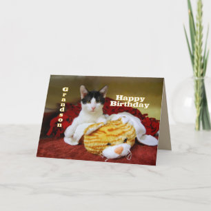 Cartão Avô Feliz Aniversário Kitten com Tigre Brinquedo