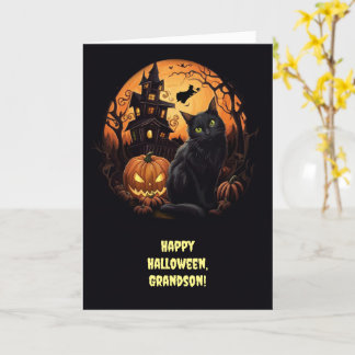 Cartão Avô Feliz Halloween Spooky Cena de Cena de Haunt H
