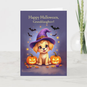 Cartão Avó Halloween Cute Puppy no Chapéu das Bruxas