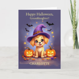 Cartão Avó Halloween Nome Personalizável Puppy
