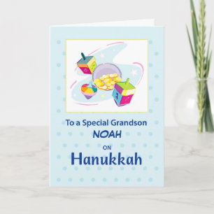 Cartão Avô Hanukkah Blue Dreidel
