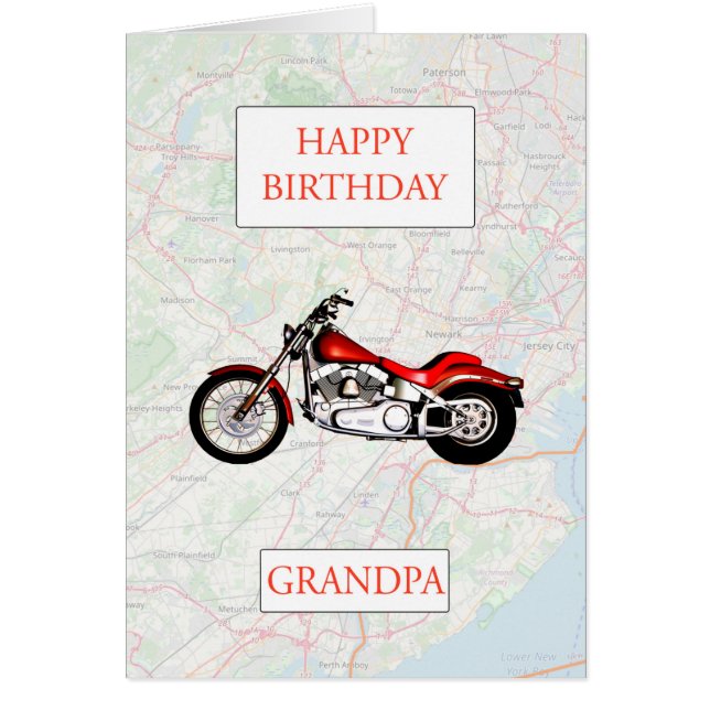 Cartão Avô Map e Motorbike Birthday (Frente)