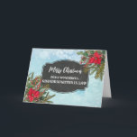 Cartão Avô Russo Chalkboard no Natal da Lei<br><div class="desc">Feliz Natal para a neta no cartão de direito com o padrão rústico do quadro-negro e folhagem de inverno com poinsetos.</div>