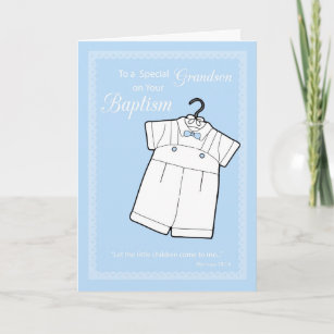 Cartão Avô, terno batismo em azul bebê