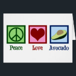 Cartão Avocado de Paz<br><div class="desc">Um bonito sinal de paz,  coração e um cartão verde de abacate. Bonita Paz Amor Cartões Avocado para pessoas que amam guacamole.</div>