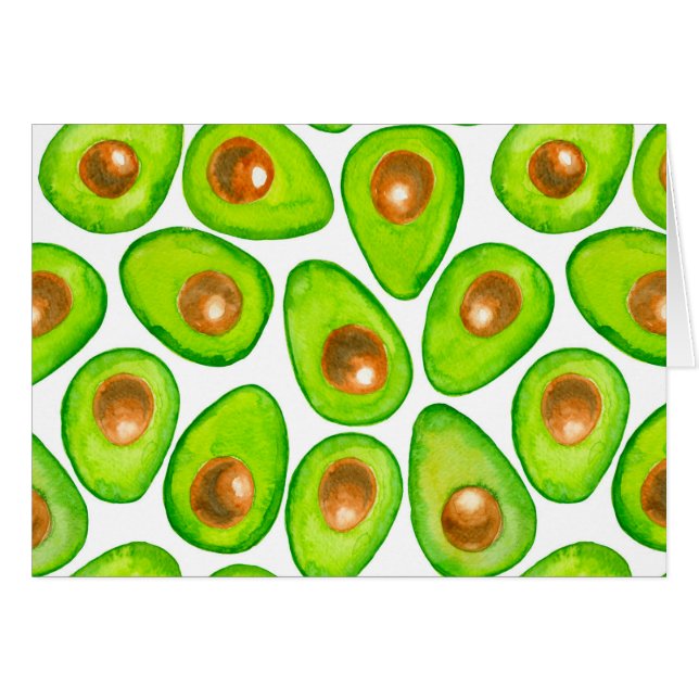 Cartão Avocado fatias aquarela (Frente Horizontal)