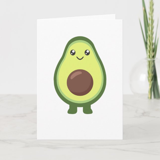 Cartão Avocado Kawaii Coma Sweet Avocados (Frente)