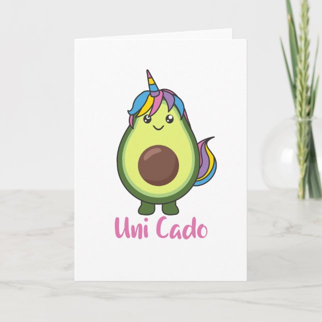 Cartão Avocado Unicorn Funny Avocados Unicorns Uni Cado (Frente)
