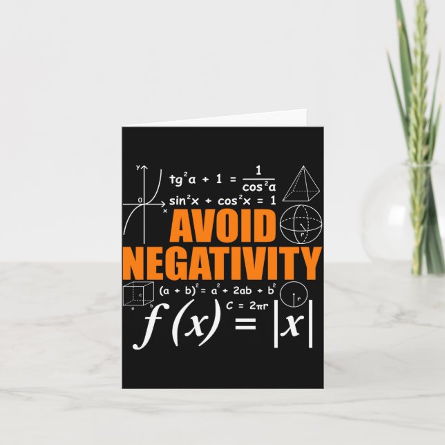 Cartão Avoid Negativity Funny Math Mathematician Teacher  (Frente)