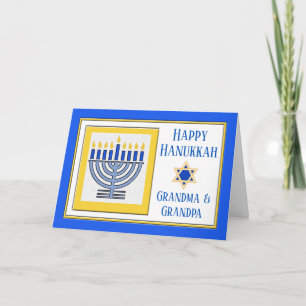 Cartão Avós Hanukkah Contemporâneo Menorah