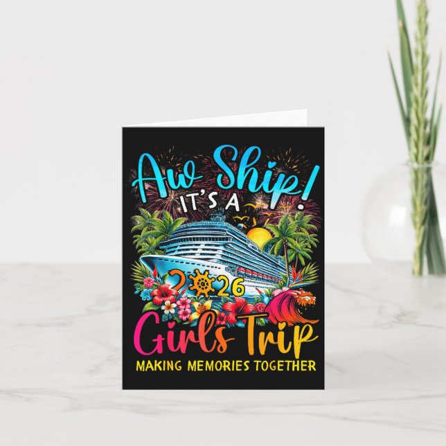 Cartão Aw Ship It's A Girls Trip 2026 Girl Cruise Vacatio (Frente)