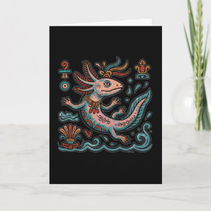 Cartão Axolote Azteca Xolotl pedra erodida arte tribal bo