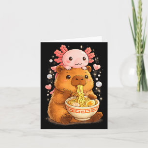 Cartão Axolote Divertido Anime Kawaii de Macarrão e Capiv