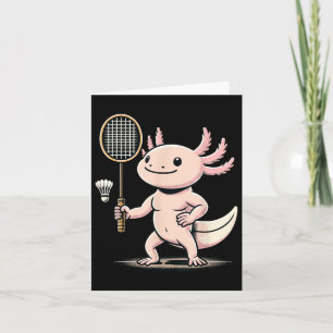 Cartão Axolote Jogando Badminton Jogador Peteca Esporte