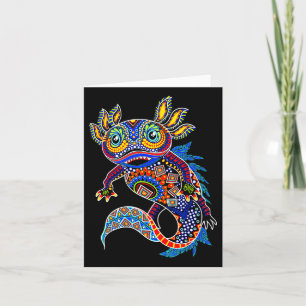 Cartão Axolotl Art Aztec Mexicano Salamander Cinco México