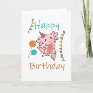 Cartão Axolotl Deseja Feliz Aniversário Para Você Axolotl