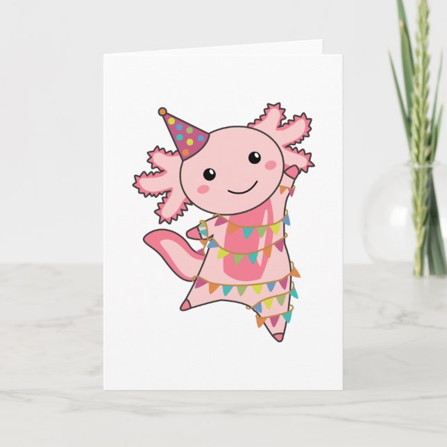 Cartão Axolotl Deseja Feliz Aniversário Para Você Axolotl (Frente)