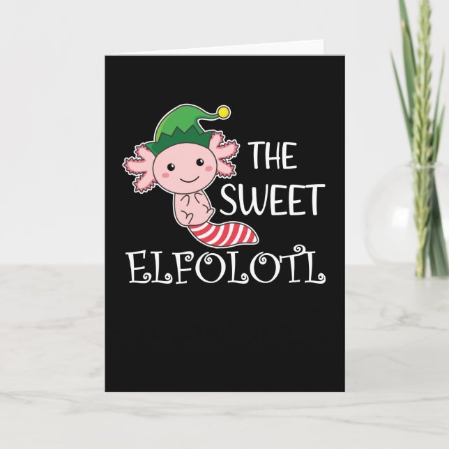 Cartão Axolotl Elf O doce Velho Velho Animal Natal (Frente)