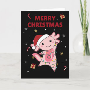 Cartão Axolotl Feliz Natal Animais de Inverno Axolotls Ca