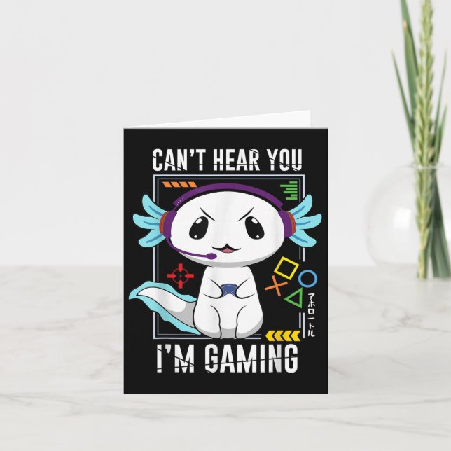 Cartão Axolotl Gaming Salamander As Gamer (Frente)