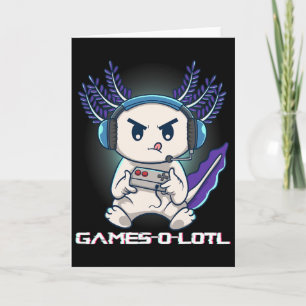Cartão Axolotl Jogando Jogos de Vídeo Console Gamesolotl