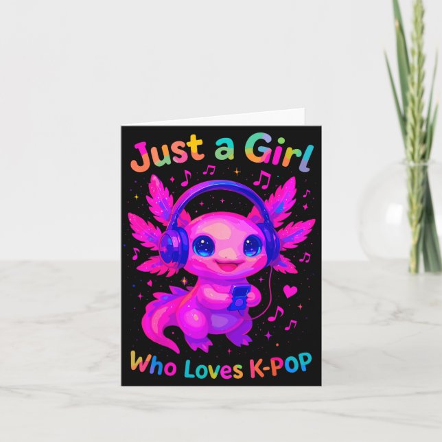 Cartão Axolotl Just A Girl Who Loves K-p  (Frente)