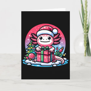 Cartão Axolotl Natal Chapéu de Papai Noel Menino Menina C