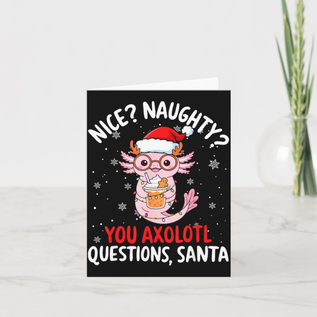 Cartão Axolotl Santa Hat Axolotl Questions Christmas Boys (Frente)