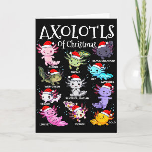 Cartão Axolotls Chapéu de Papai Noel Pijama de Natal Anim