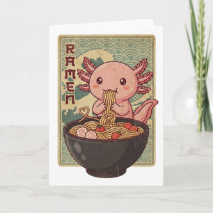 Cartão Axolotls de Anime Japonês Comendo Ramen Axolotl Pr