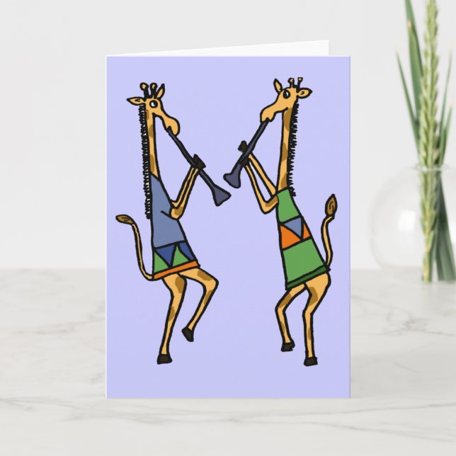 Cartão AZ- Dancing Giraffes Greeting or Note Cards (Frente)