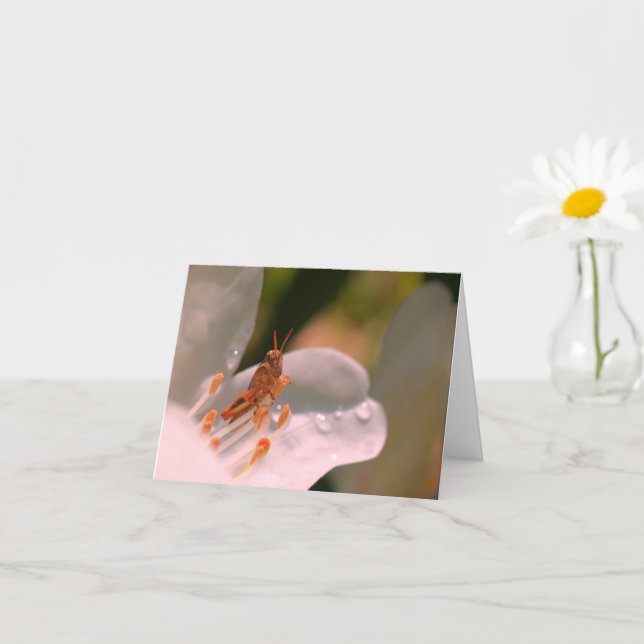 Cartão Azalea Flower And Grasshopper Personalized Note (Planta pequena)