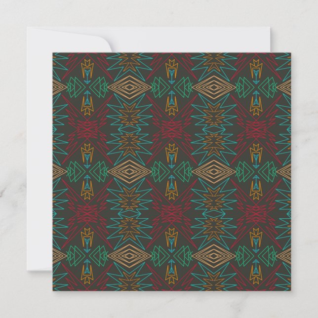 Cartão Aztec Native American Geometric Lined Pattern Art (Frente)