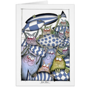 Cartão azuis do gatinho