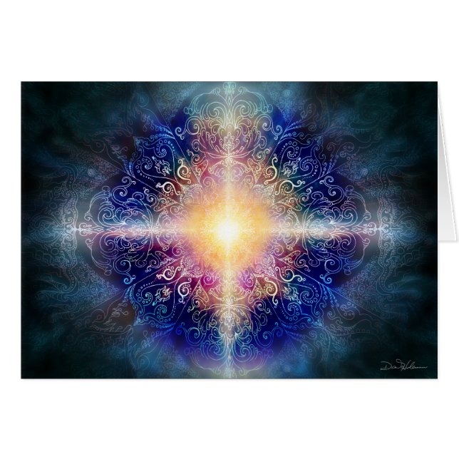 Cartão Azul 5 da mandala (Frente Horizontal)