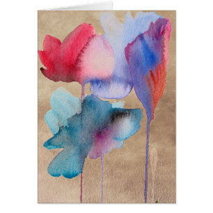 Cartão Azul-aquarelas Flores design florais modernas