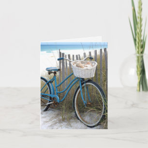 Cartão Azul Bicicleta com Conchas