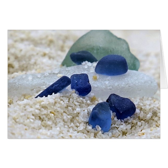 Cartão Azul, branco e vidro do mar aquático (Frente Horizontal)